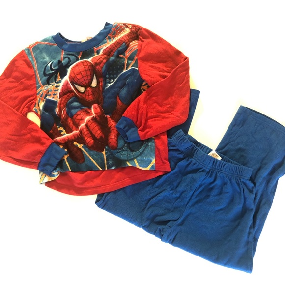 Disney Spider Man Boys/' Fleece Pajama Shirt /& Pants Set Size 10 Blue